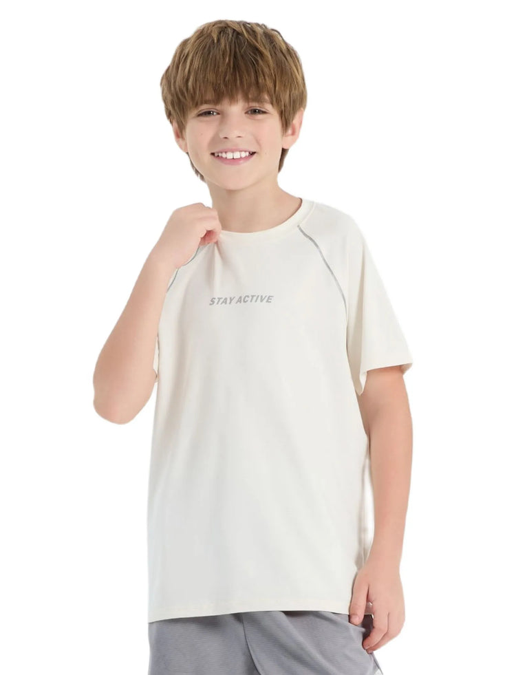 PatPat Lightflow Activewear Kid Boy Athletic Ultra Lightweight & Quick Dry Short Sleeve T-Shirt Apricot