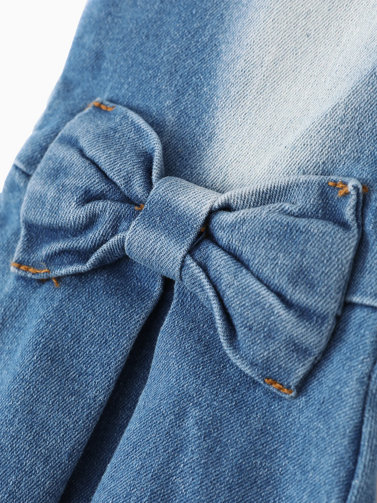 Ensemble 2 pièces princesse Disney Ariel pour petite fille, haut à manches longues avec nœud papillon et pantalon évasé en denim de coton, rose