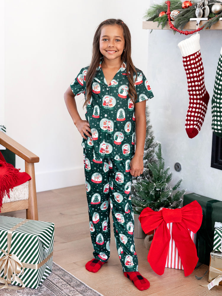 Ensemble pyjama de Noël assorti pour toute la famille, imprimé Père Noël, turquoise