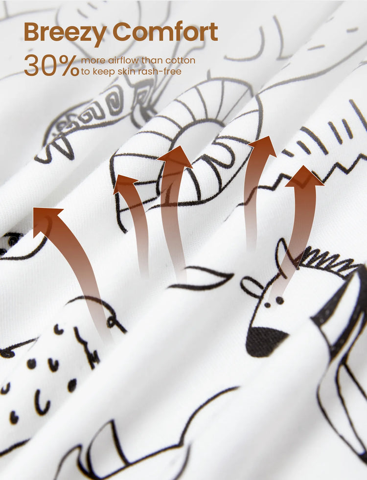 Pyjama de Noël/Halloween 2 pièces en bambou avec imprimé enfantin pour bébé/enfant (coupe ajustée) noir