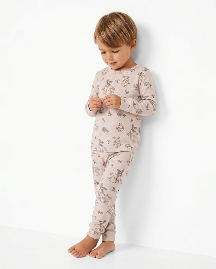 Pyjama 2 pièces pour tout-petits/enfants avec imprimé animal (ajusté) Abricot