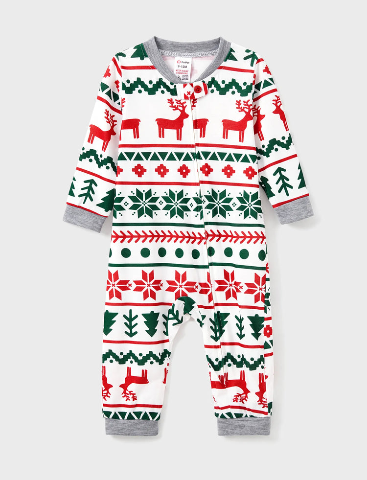 Allover Christmas Print Long-sleeve Family Matching Pajamas Set(Flame Resistant) Multi-color