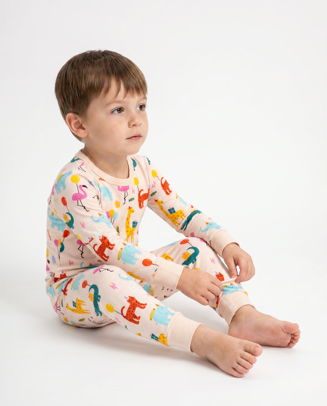 Bamboo Baby/Toddler 2-Piece Childlike Animal Print Snug-Fitting Pajamas Set Apricot
