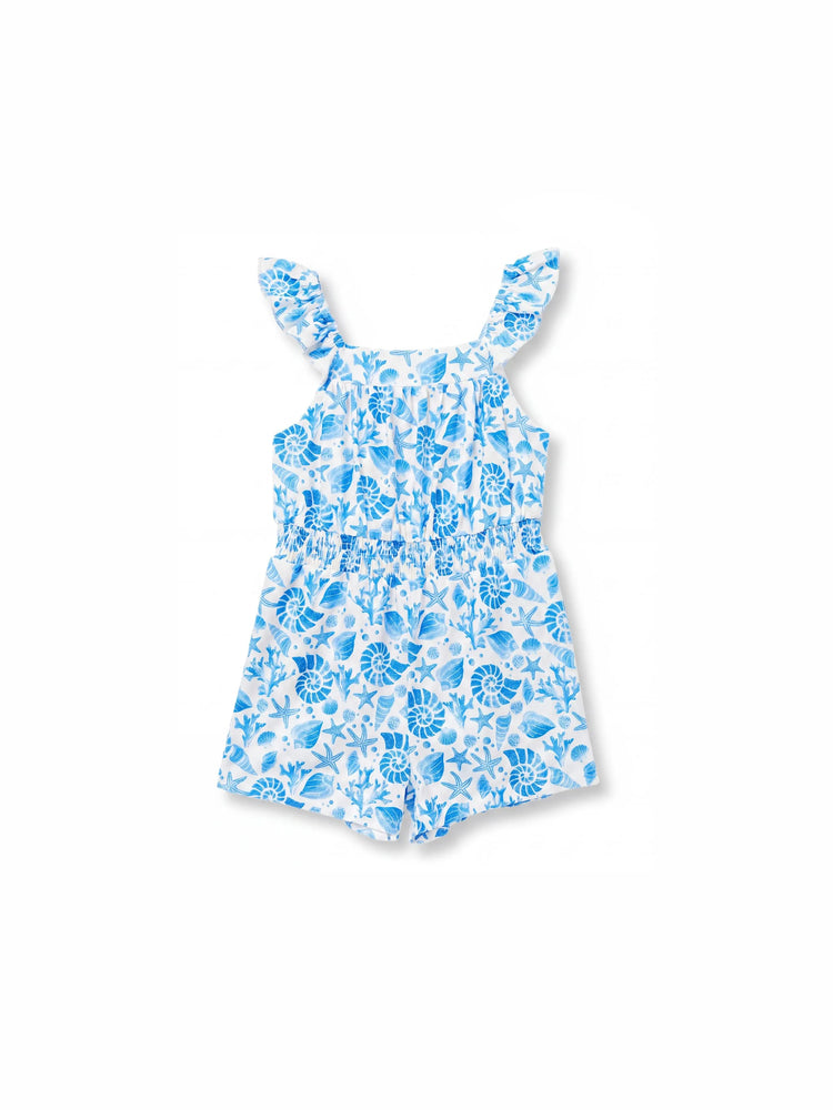 Ocean Vibes Toddler Girl Tropical island Romper Blue