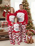 Pijama familiar navideño a juego con estampado gráfico de Papá Noel grande en la parte delantera y trasera, con bolsillos y cordón, color rojo 2