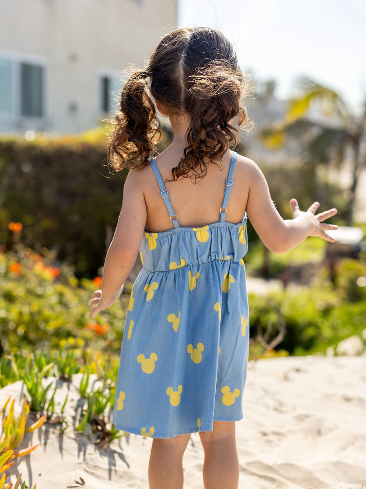 Disney Mickey and Friends Family matching Mickey Mouse Allover Print Denim Dresse/Jumpsuit/T-shirt Blue