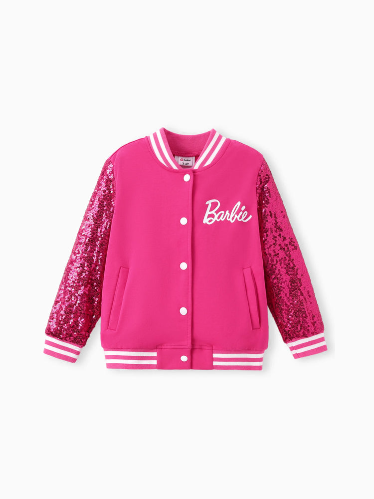 Tenue Barbie pour petite fille avec blouson aviateur à manches pailletées Roseo