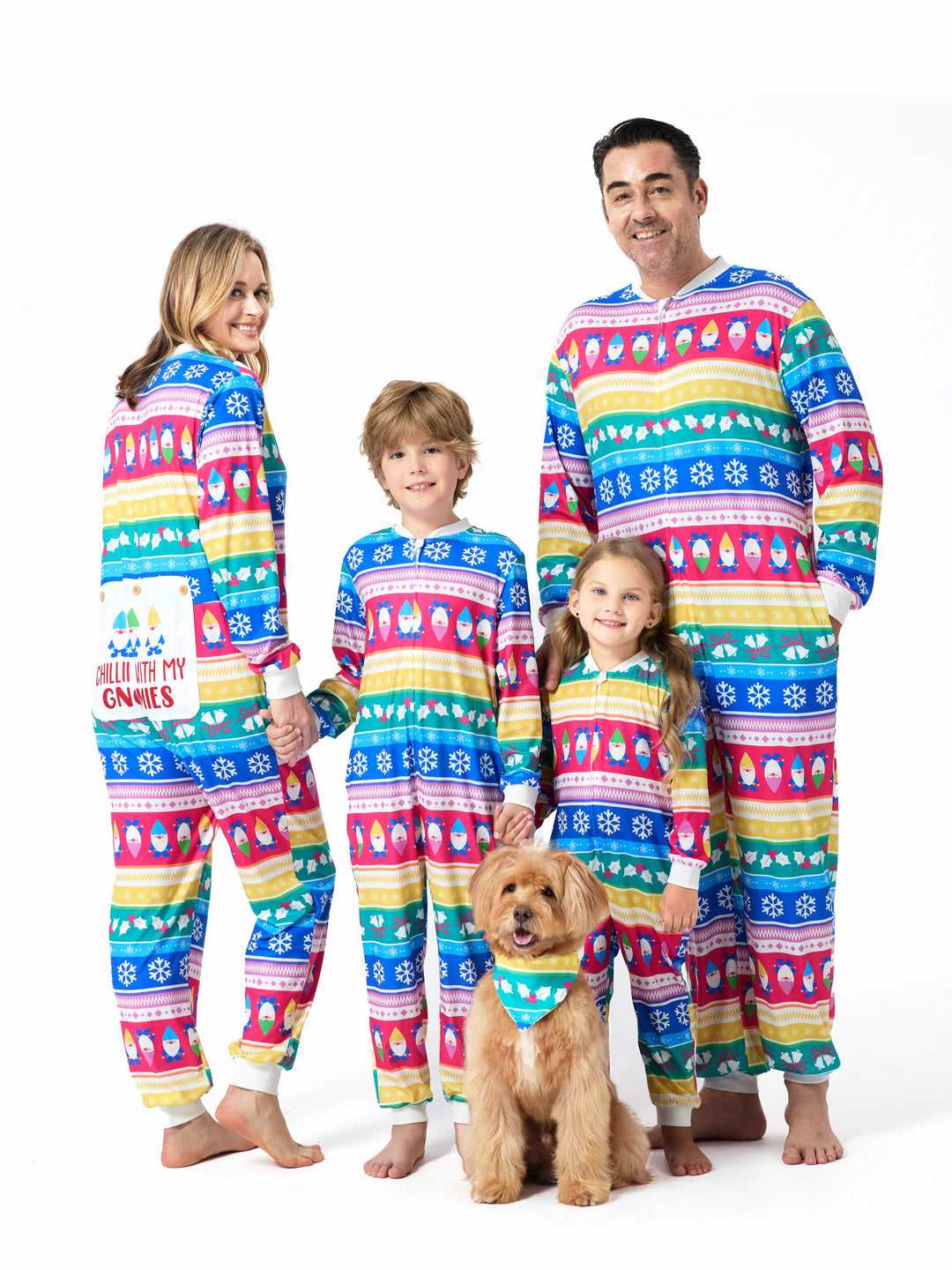 Christmas Matching Family Pajamas Set Christmas Gnome Striped PJS with Christmas Socks Multi-color