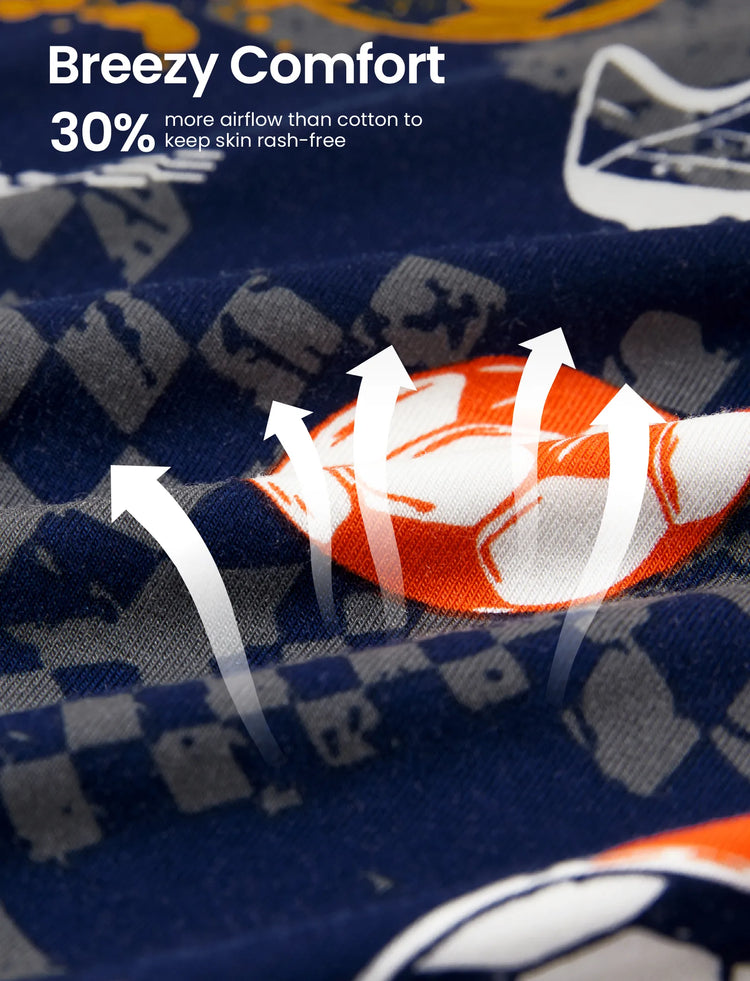 Pyjama 3 pièces en bambou pour garçon, idéal pour Noël ou Halloween, idéal pour les 4 saisons (coupe ajustée), noir