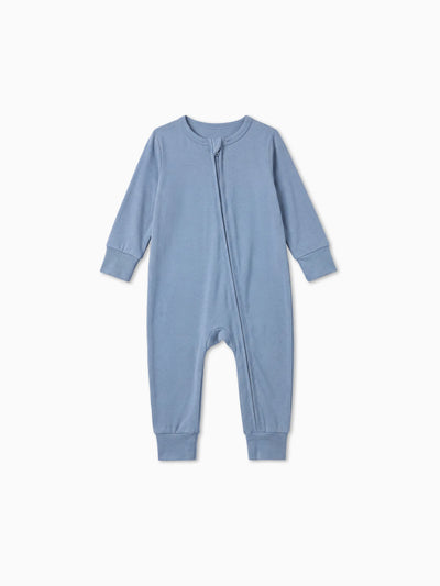 Bamboo Baby Boy/Girl Zip-Up Pajamas Bluish Grey