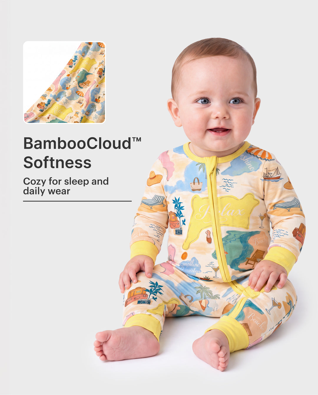 Little Explorers Bamboo Zip-Up Baby Pajamas