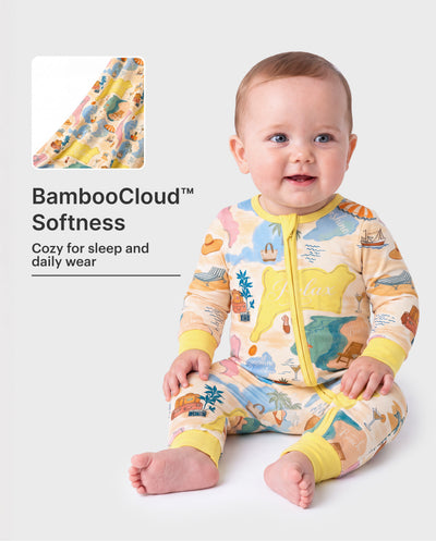 Little Explorers Bamboo Zip-Up Baby Pajamas