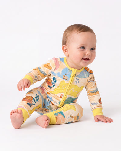 Little Explorers Bamboo Zip-Up Baby Pajamas