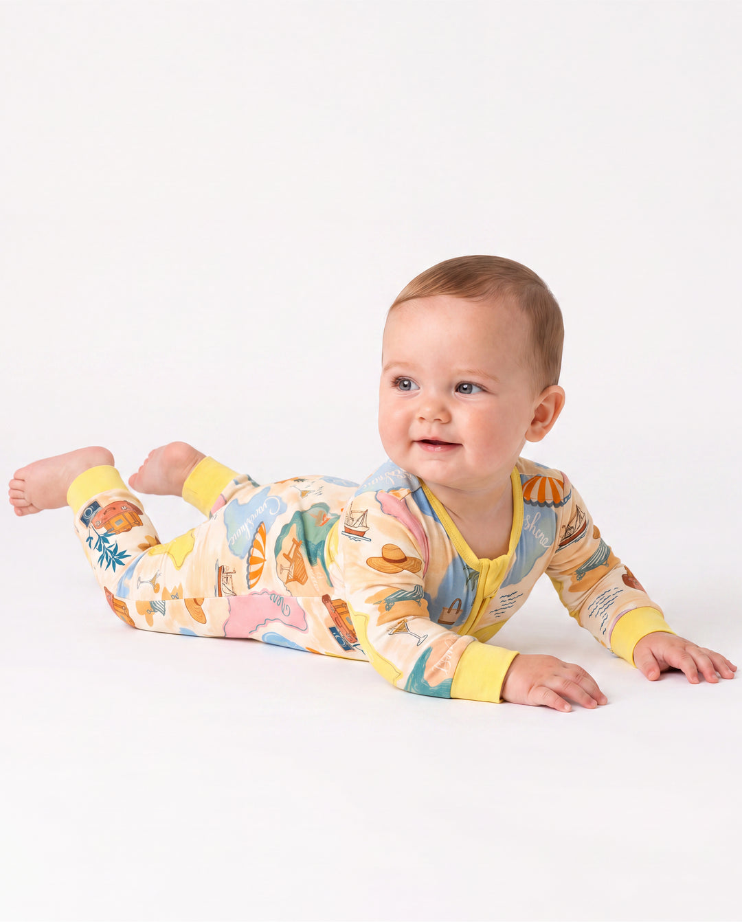 Little Explorers Bamboo Zip-Up Baby Pajamas