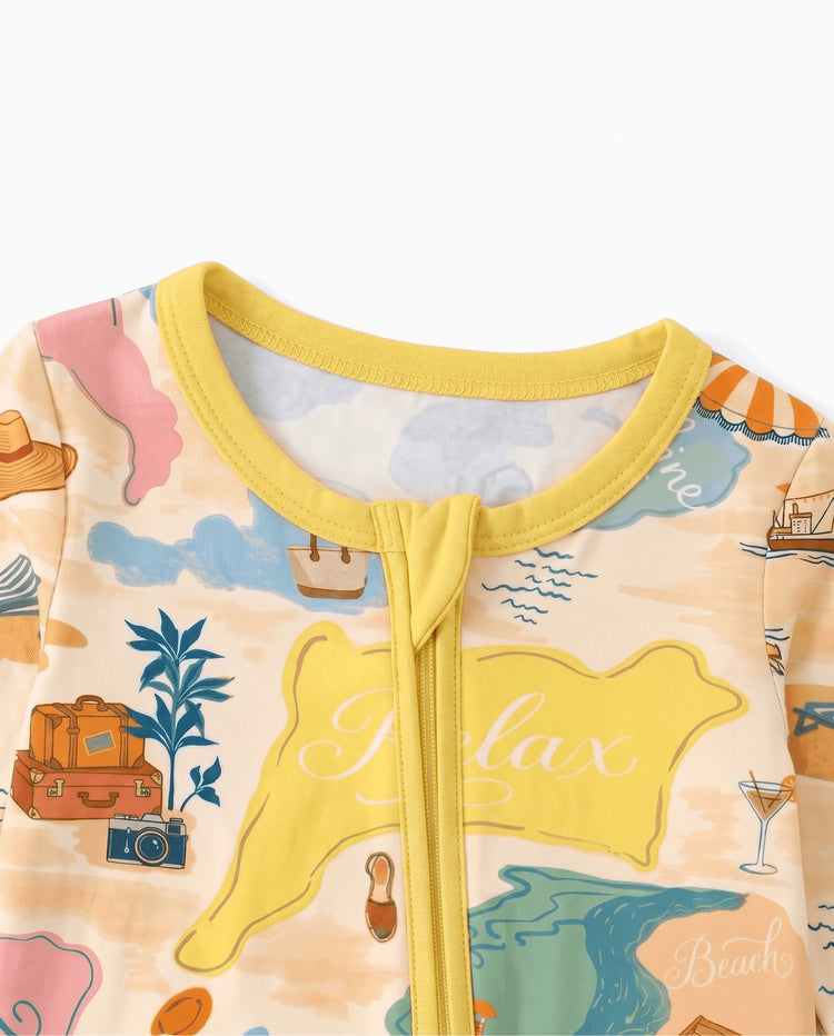 Little Explorers Bamboo Zip-Up Baby Pajamas