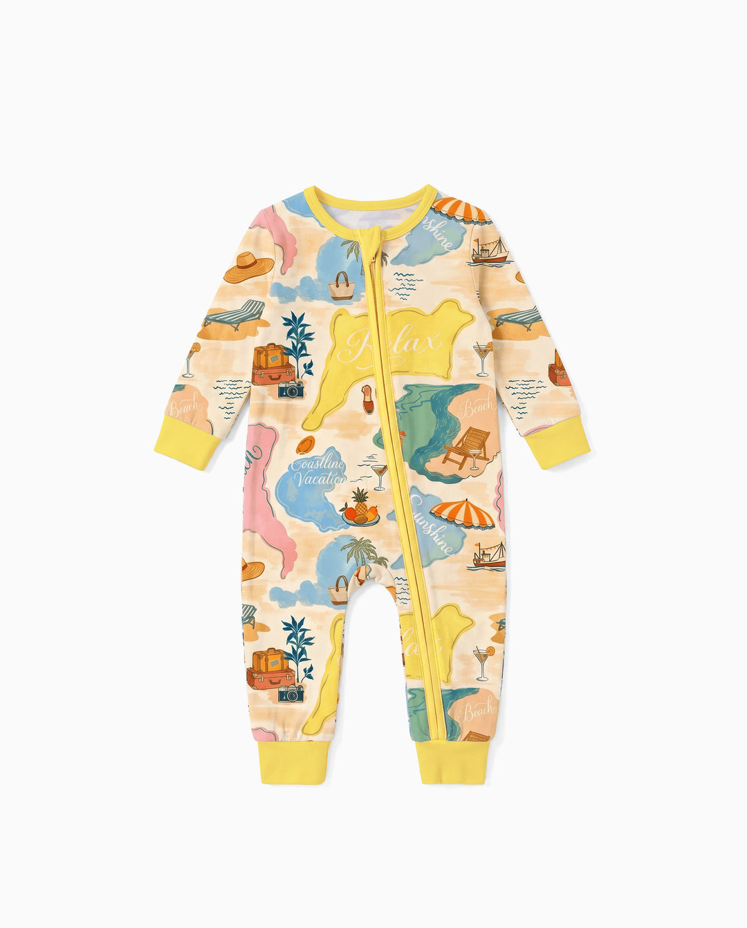 Little Explorers Bamboo Zip-Up Baby Pajamas