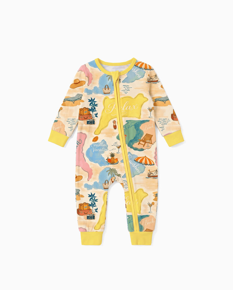 Little Explorers Bamboo Zip-Up Baby Pajamas