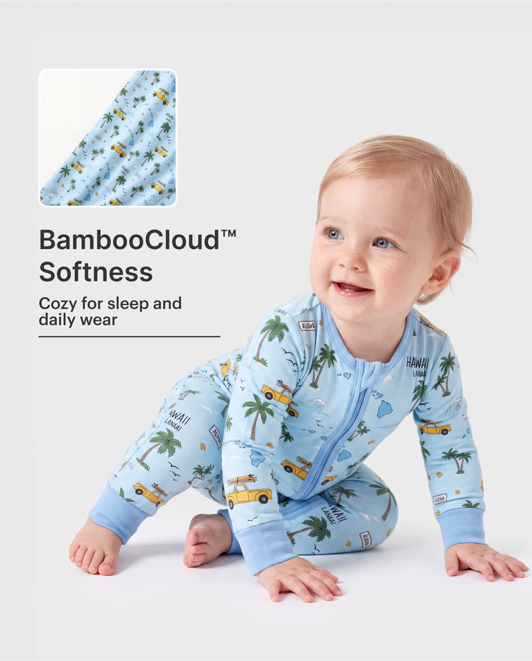 Bamboo Baby Neutral 1 Stück Cartoon-Mischung Eng anliegender Reißverschluss Fußloser Schlafanzug Blau