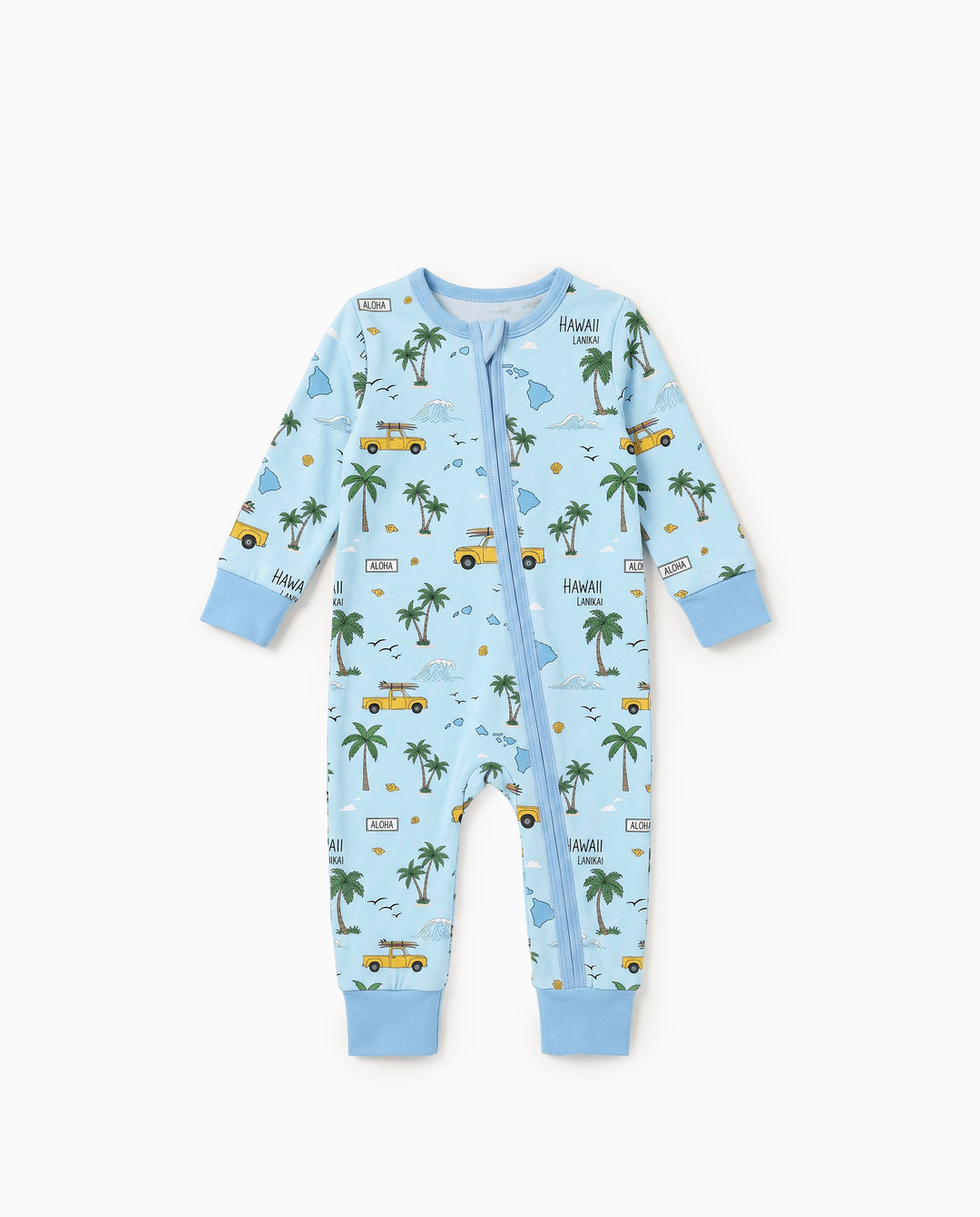Bamboo Baby Neutral 1 Stück Cartoon-Mischung Eng anliegender Reißverschluss Fußloser Schlafanzug Blau