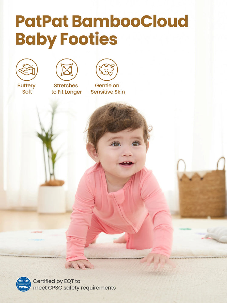 Bambus Baby Junge / Mädchen Kindliches Tiermuster 2-Wege-Reißverschluss Strampler Footie  Orange Rot