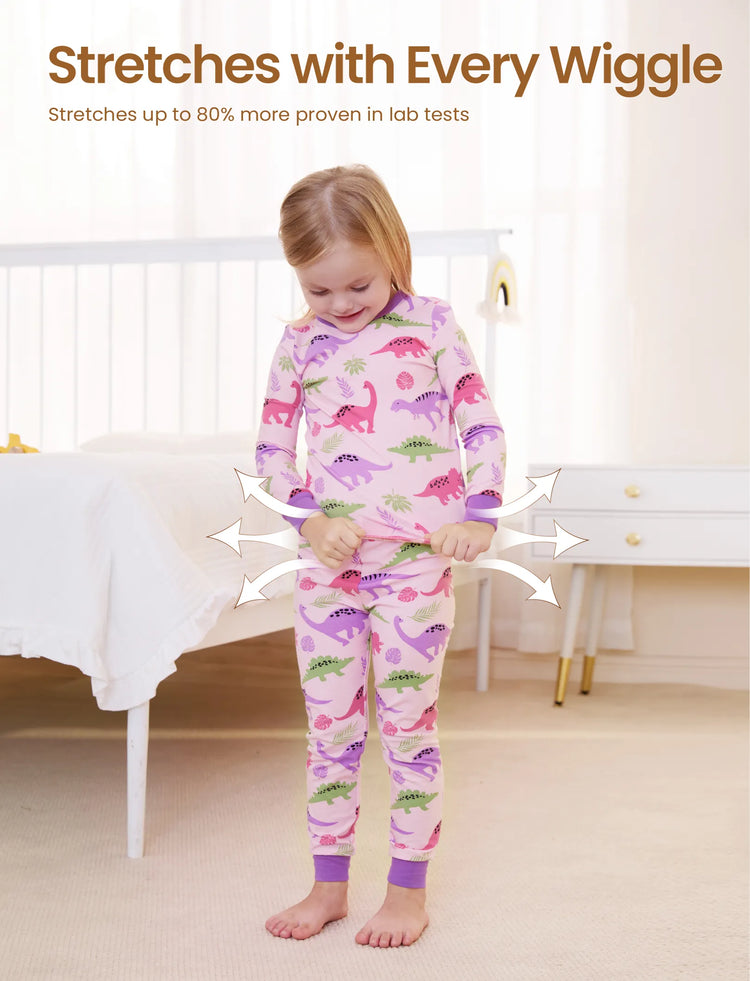Kleinkind / Kinder 2-teiliger Pyjama aus Bio-Baumwolle mit kindlichem Print Eng anliegende Pyjamas für Mädchen / Jungen rosa