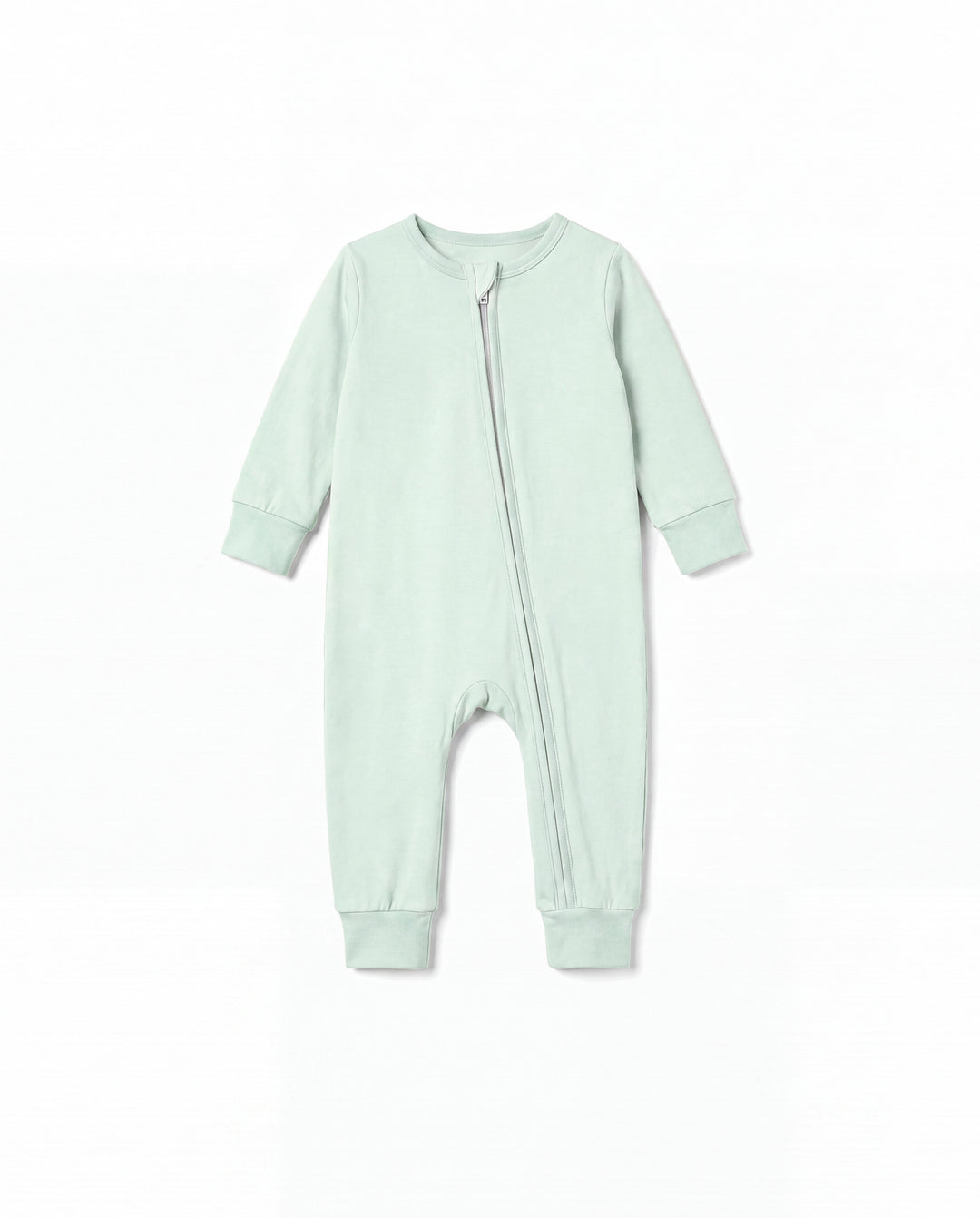 Bambú: Pijama con cremallera para bebé, color verde pálido
