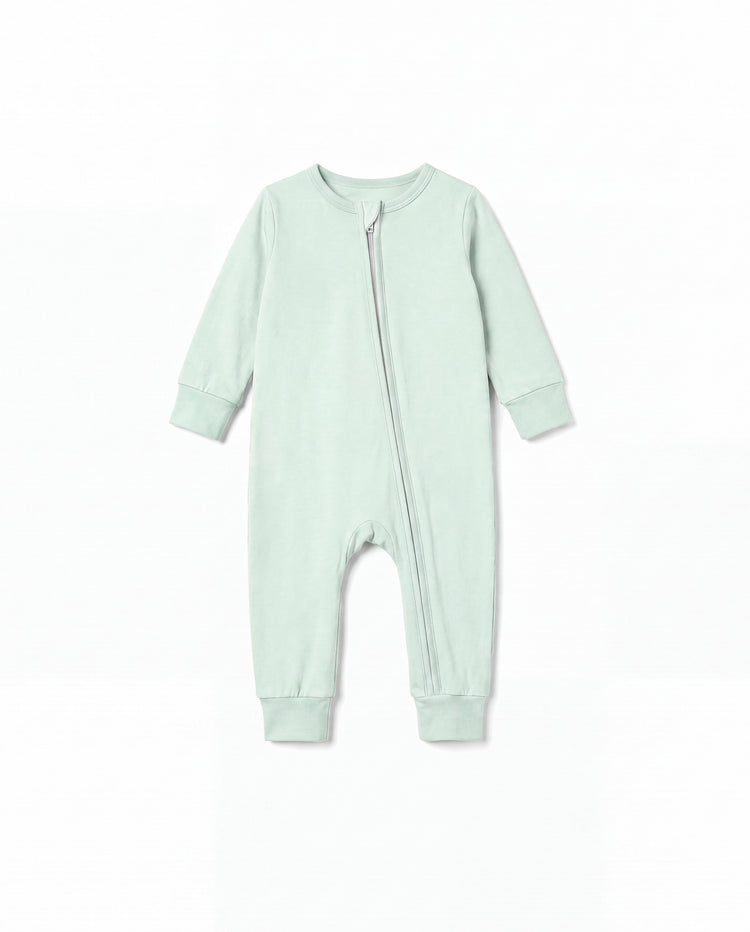 Bambú: Pijama con cremallera para bebé, color verde pálido