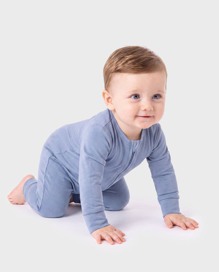 Bambou – Pyjama zippé pour bébé, couleur gris bleuté