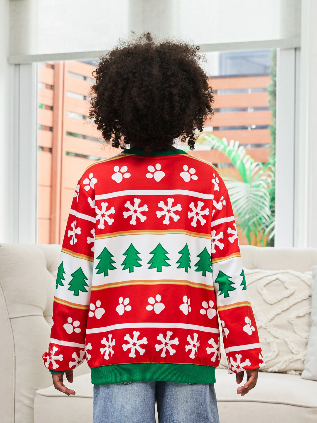 PAW Patrol Family passende Weihnachtsjagd und Skye mit Weihnachtsmannmütze Schneeflockenmuster Sweatshirt  rot