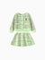 Disney Princess Toddler Girls Tiana 2pcs Preppy Plaid Tweed Cardigan with Skirt Set Green