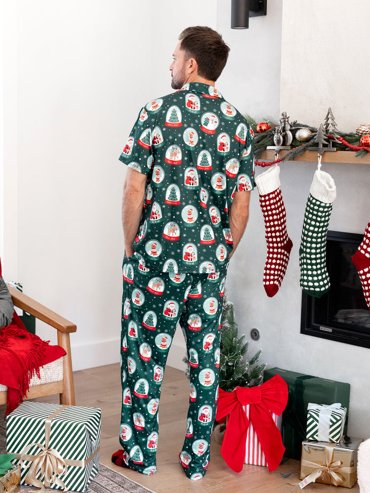 Ensemble pyjama de Noël assorti pour toute la famille, imprimé Père Noël, turquoise