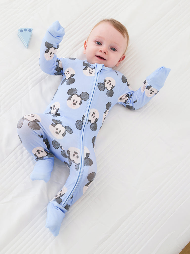 Disney Mickey and Friends Baby Boy Mickey Organic Cotton Ribbed Cuffs Jumpsuit Blue