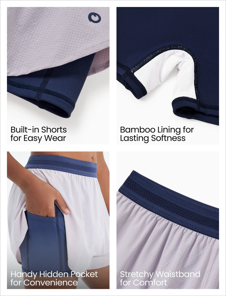 PatPat Lightflow Activewear short de sport ultra léger à séchage rapide pour fille avec doublure en viscose de bambou violet clair