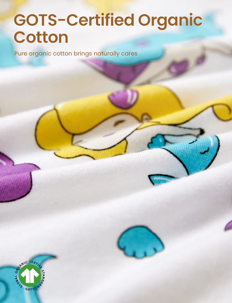 Kleinkind / Kinder 2-teiliger Pyjama aus Bio-Baumwolle mit kindlichem Print Eng anliegende Pyjamas für Mädchen / Jungen weiß