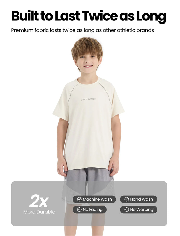 PatPat Lightflow Activewear Kid Boy Athletic Ultra Lightweight & Quick Dry Short Sleeve T-Shirt Apricot