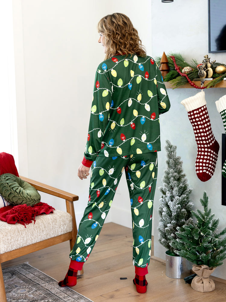 Ensemble pyjama de Noël assorti pour toute la famille, imprimé renne vert et chaussettes de Noël vertes