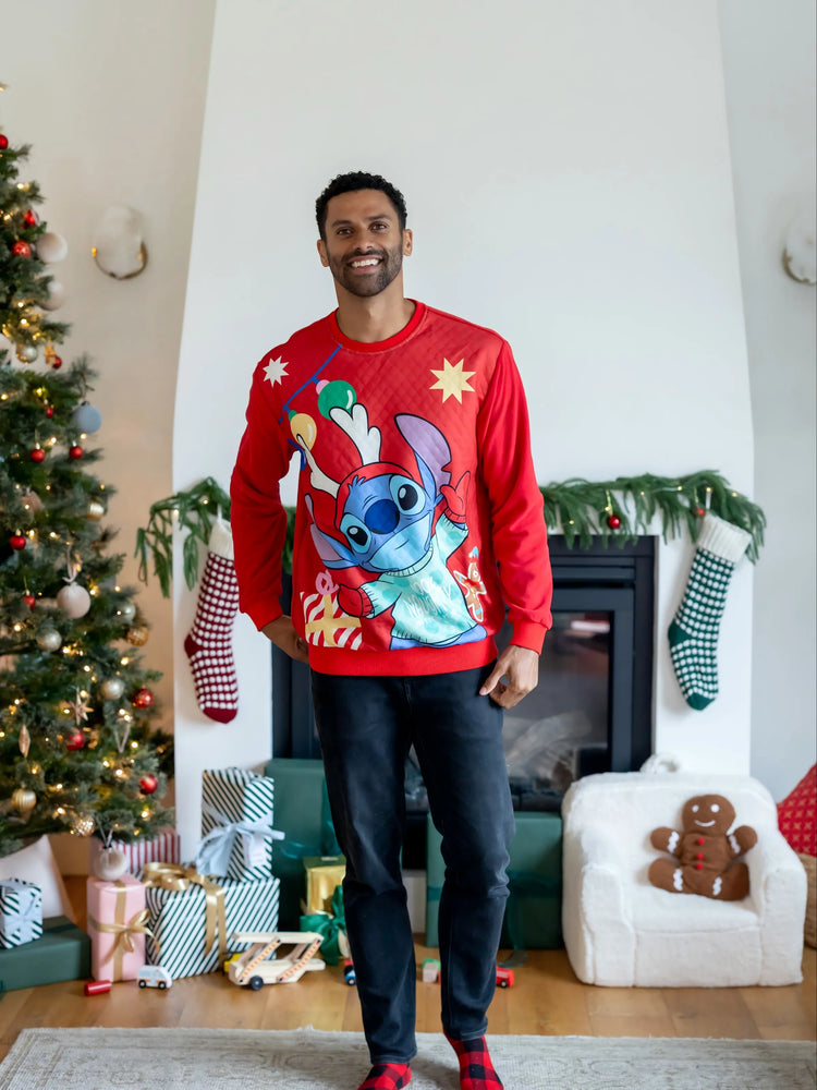 Sweat-shirt de Noël assorti Disney Stitch rouge