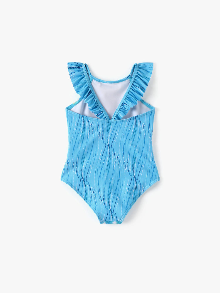Disney Frozen Toddler/Kid Girl Elsa Ruffled Straps Swimsuit Blue