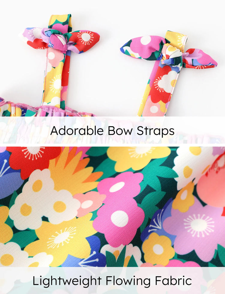 Disney Mickey and Friends Toddler Girl 1pc Minnie Floral Allover Print Bowknot Smocked Sundress Multi-color