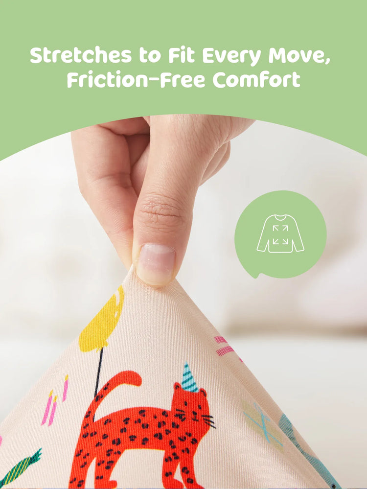 Pyjama 2 pièces en bambou pour bébé/enfant en bas âge, imprimé animalier, coupe ajustée, abricot