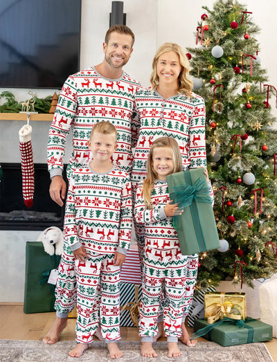 Allover Christmas Print Long-sleeve Family Matching Pajamas Set(Flame Resistant) Multi-color