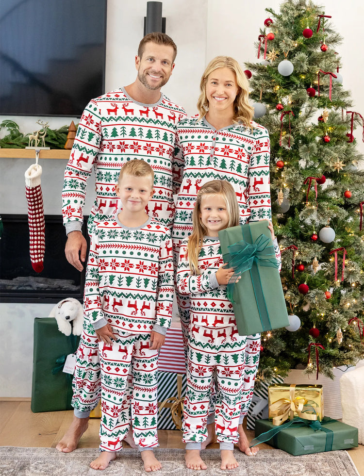 Allover Christmas Print Long-sleeve Family Matching Pajamas Set(Flame Resistant) Multi-color
