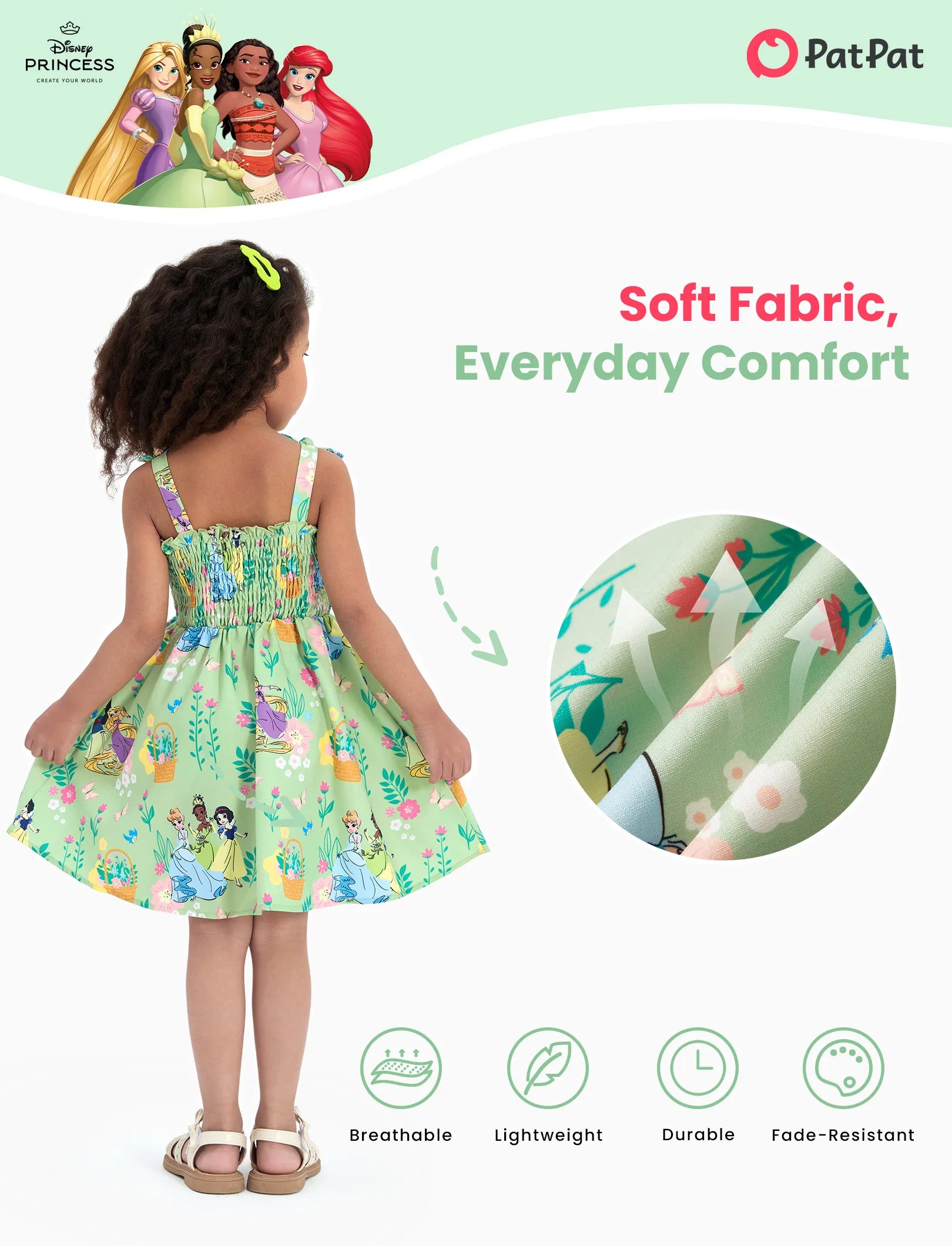 Disney Princess Toddler Girl Tiana/Cinderella/Snow White Smocking Dres - PatPat Disney Princess Toddler Girl Tiana/Cinderella/Snow White Smocking Dres - PatPat