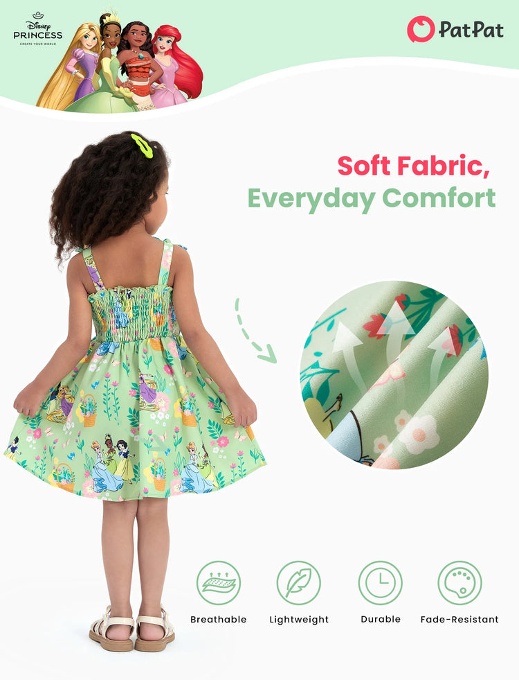 Disney Princess Toddler Girl Tiana/Cinderella/Snow White Smocking Dress Green