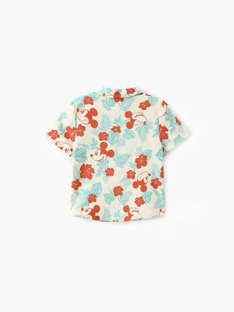 Disney Mickey and Friends Family Matching Naia™ Floral Allover Print Shirt/Sleeveless Hollow-out Dress/Romper Multi-color