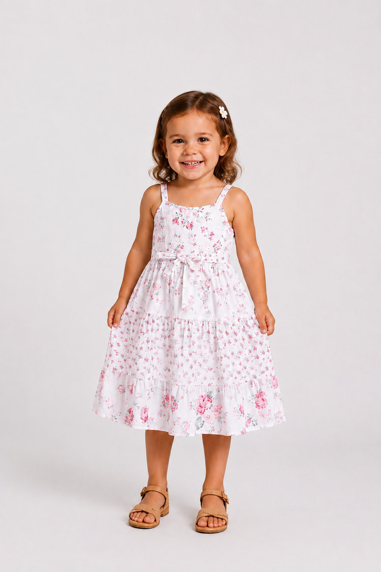 Mommy and Me Family Matching Outfits Set Solid Color Short-sleeve Polo Collar Shirt or Flower Print Hollow out Dress  Pink