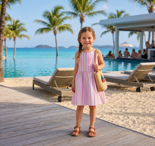 Ocean Vibes Toddler Girl Crossback Dress Pink