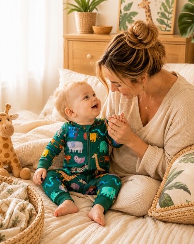 Little Explorers Bamboo Zip-Up Baby Pajamas