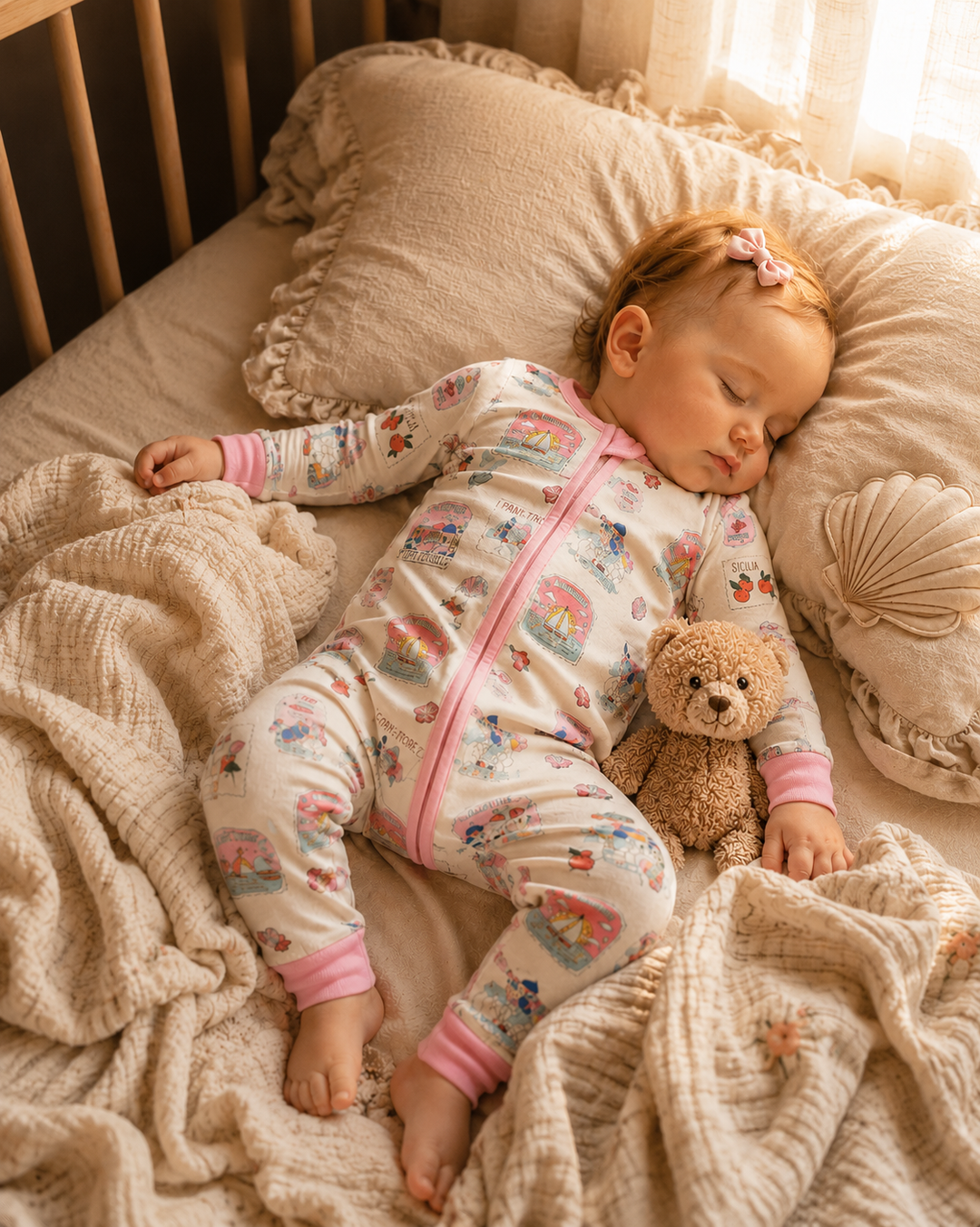 Little Explorers Bamboo Zip-Up Baby Pajamas