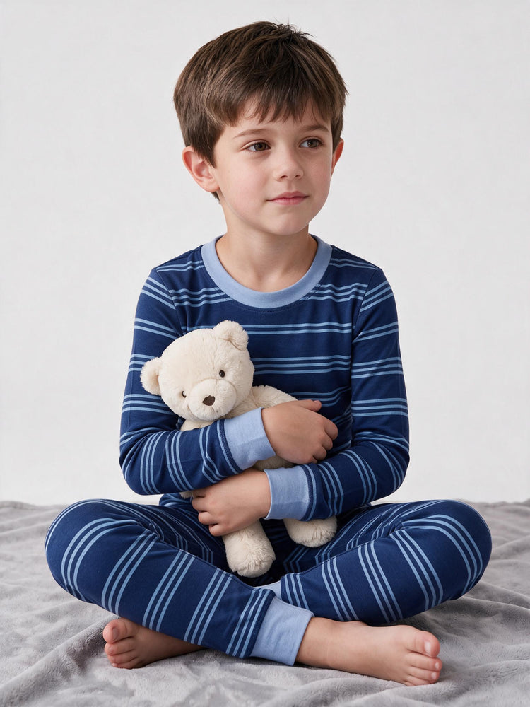 Christmas / Halloween Pajamas 2-piece Bamboo Pajamas Set With Playful Print for Toddler / Kids ( Snug-Fitting) Blue